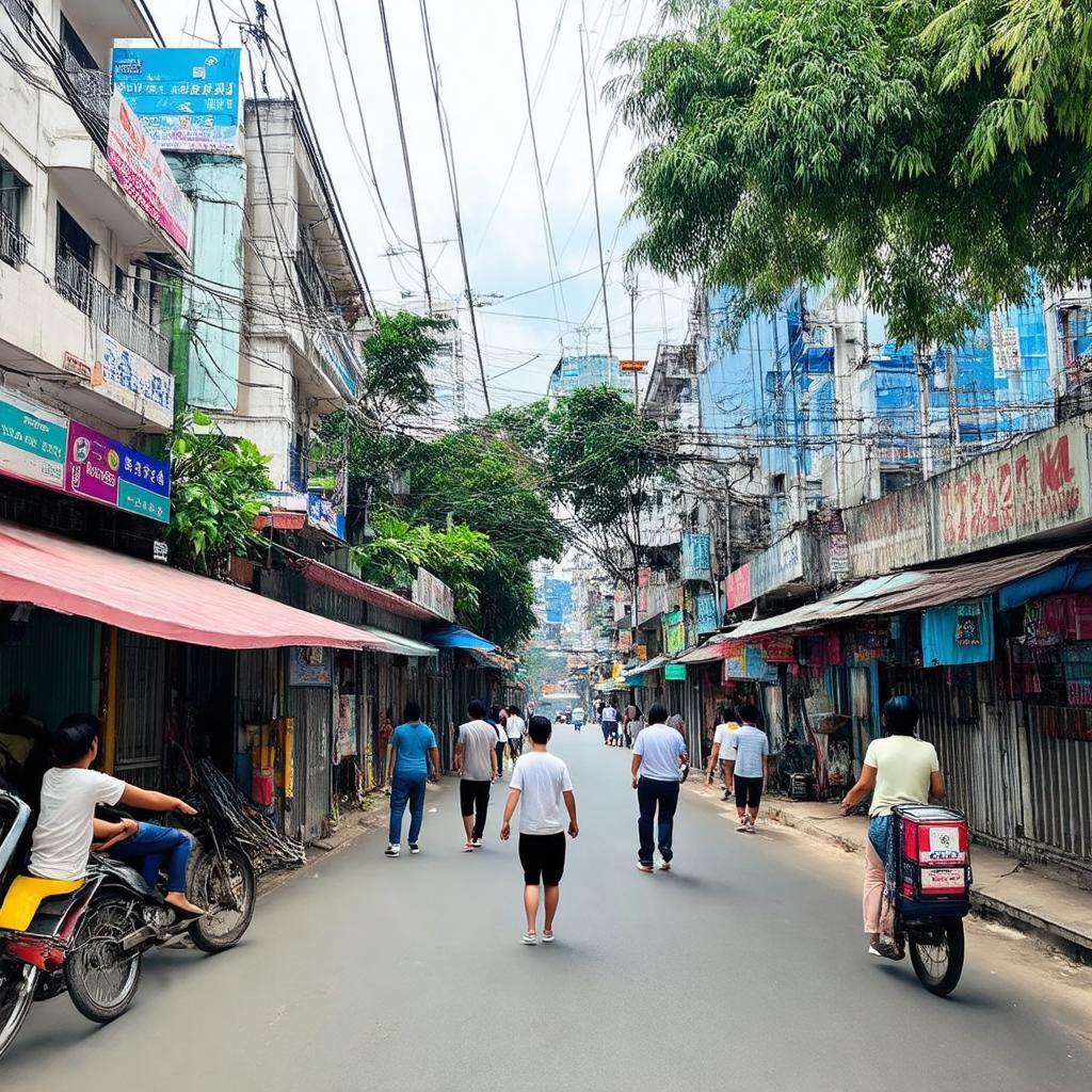 Hình ảnh đời sống sinh hoạt thường nhật của người dân gần Cầu Bùi Đình Túy, Phường 24, Bình Thạnh